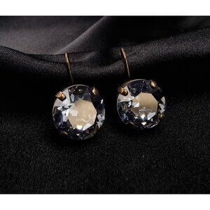 Rare Find SORRELLI Signed Crystal Drop Earrings Antique Brass